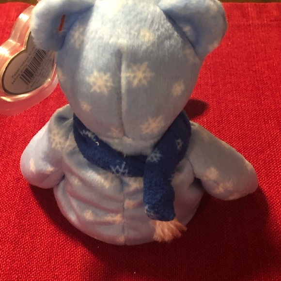 TY 1999 Beanie Babies Holiday Light Blue Snowflakes Teddy Bear - Picture 2 of 7